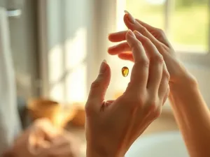 Zadbane krótkie paznokcie w pastelowym, minimalistycznym wydaniu na tle przytulnego, porannego wnętrza.